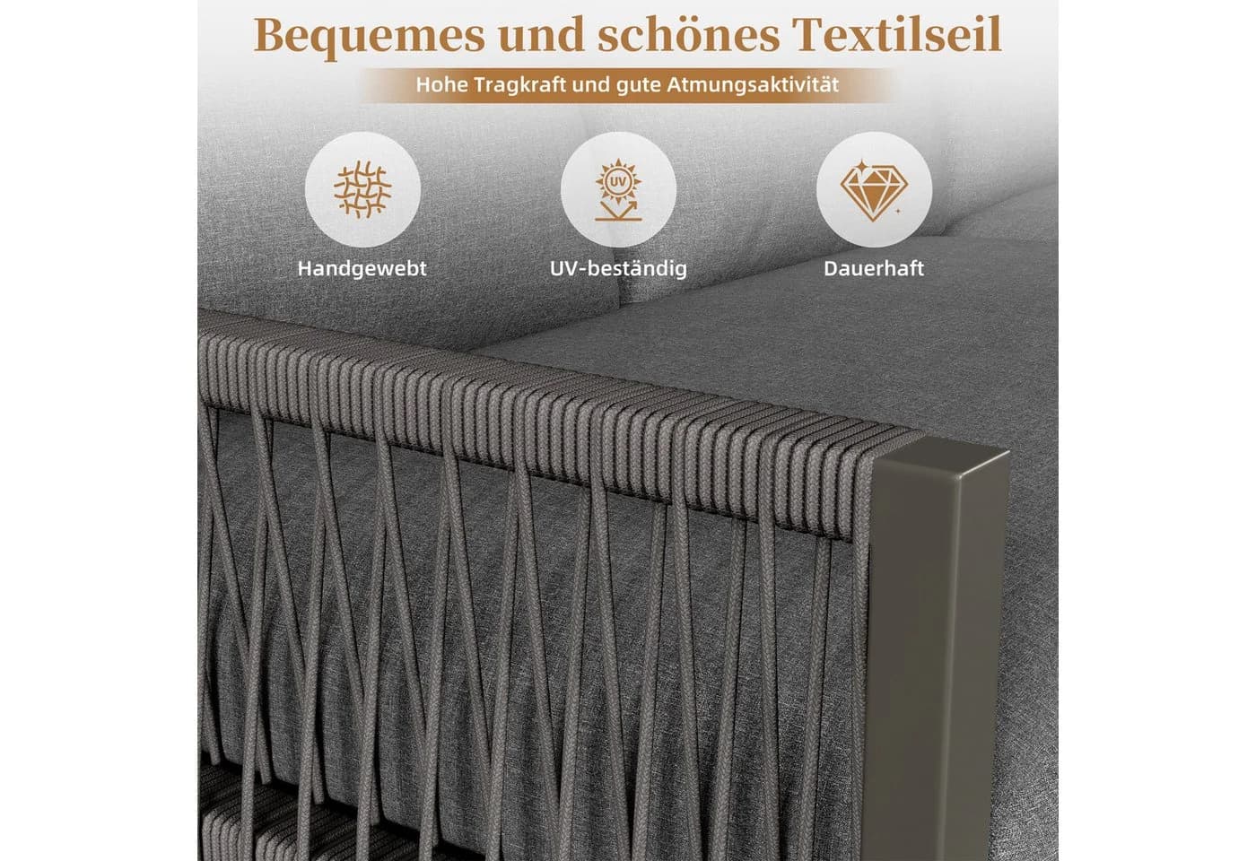 Flieks Gartenlounge-Set 6-Sitzer Ecksofa aus Seil - Bild 5