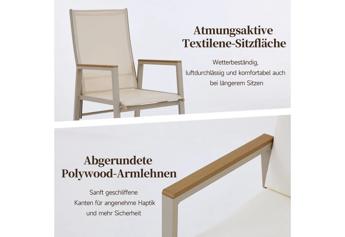 Merax Gartenlounge-Set 5-tlg. Beige/Braun WPC & Textilene - Bild 4