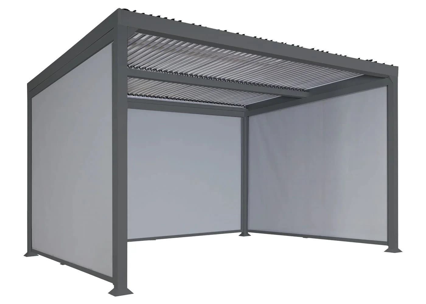 MCW Terrassendach Pergola Anthrazit Lamellen Seitenrollos