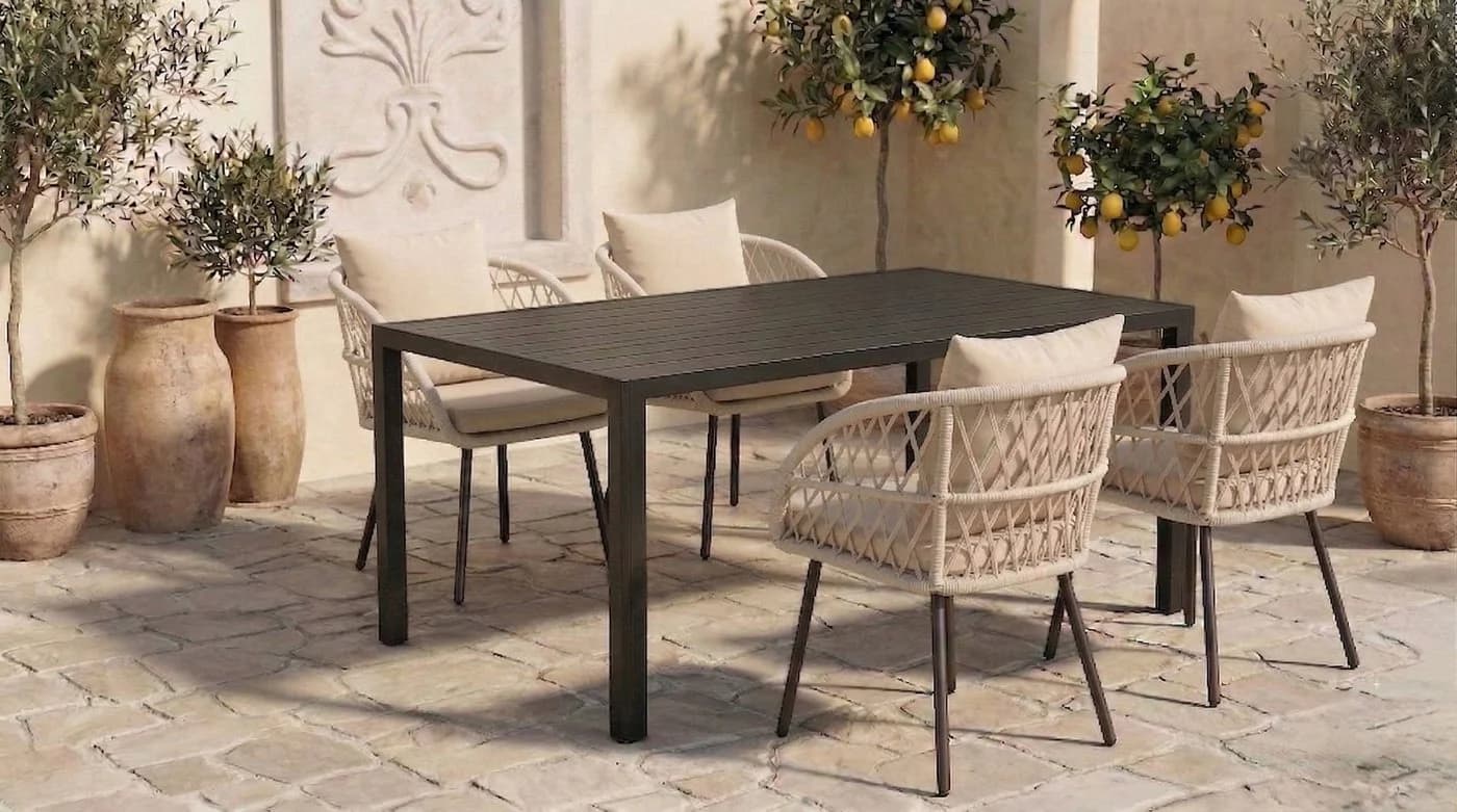 MCW Garten-Essgruppe 5-tlg. Aluminium Beige/Grau mit Polstern - Bild 2