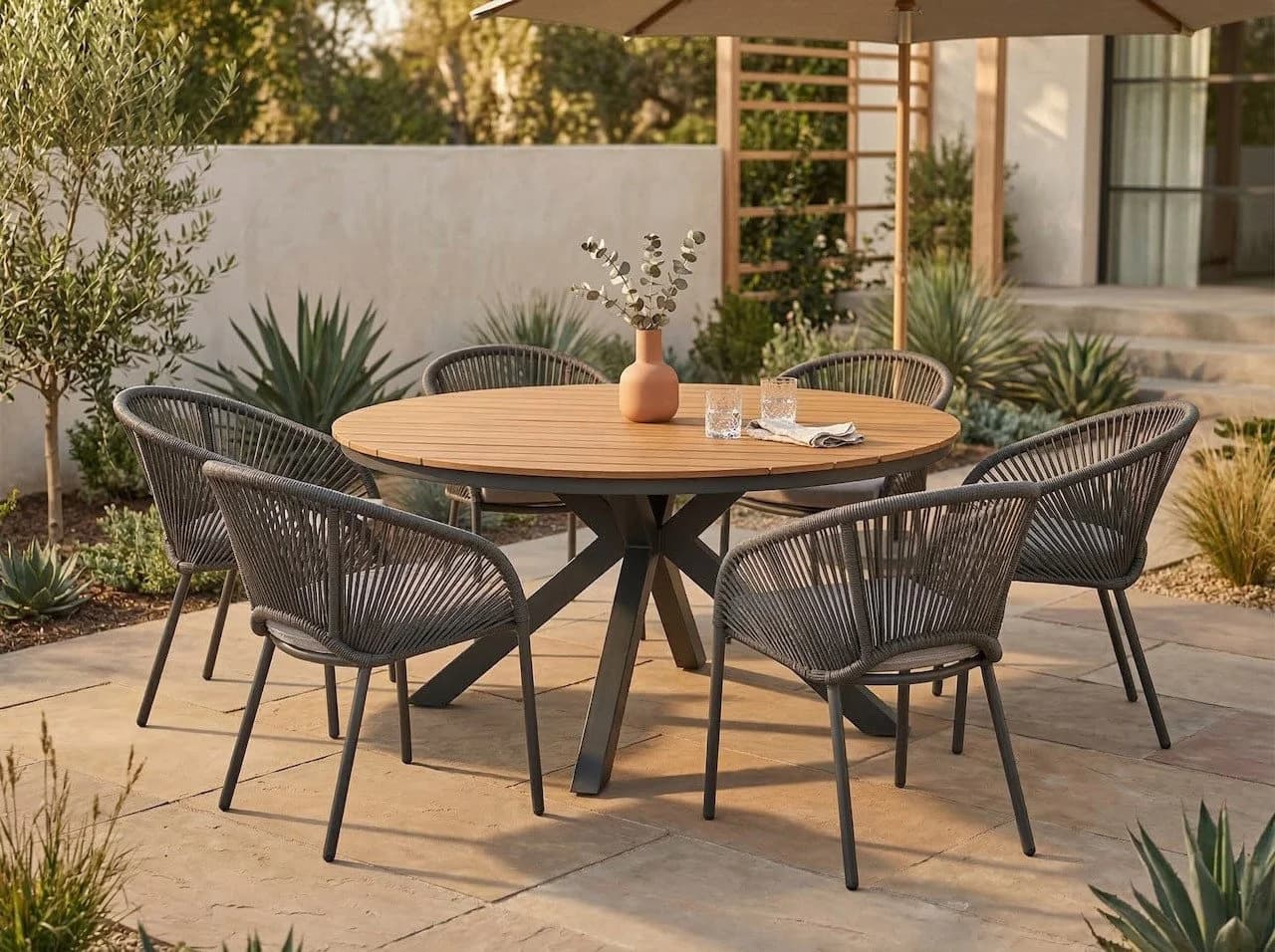 Lesli Living Garten-Essgruppe Arrezo Rund 120cm Aluminium Grau - Bild 2
