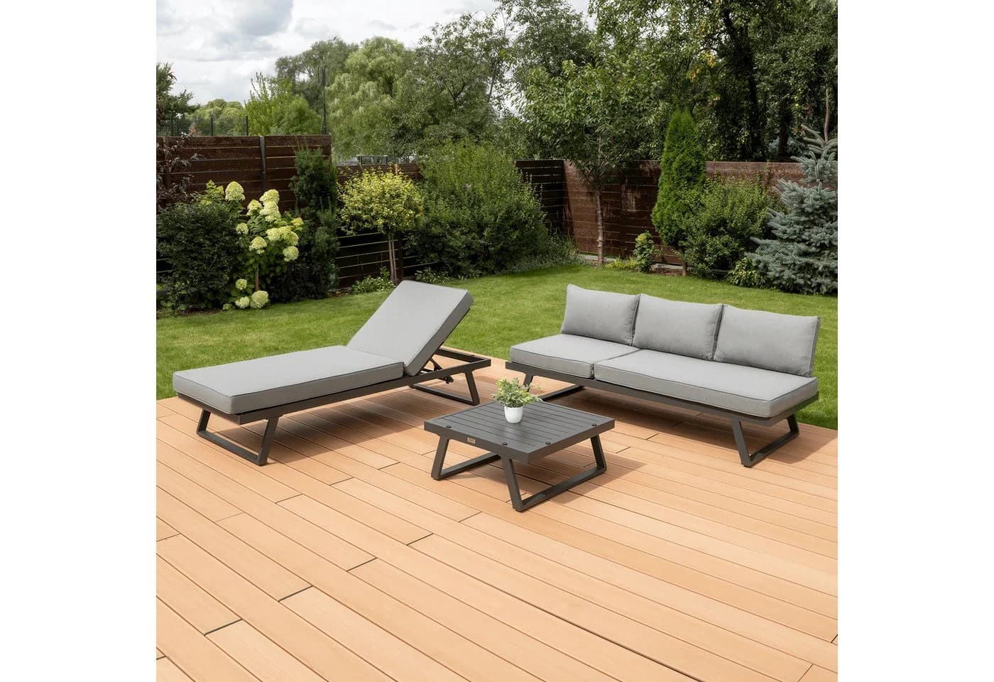 Focus Garden Gartenlounge-Set Modular 5-tlg. Grau Aluminium mit Kissen