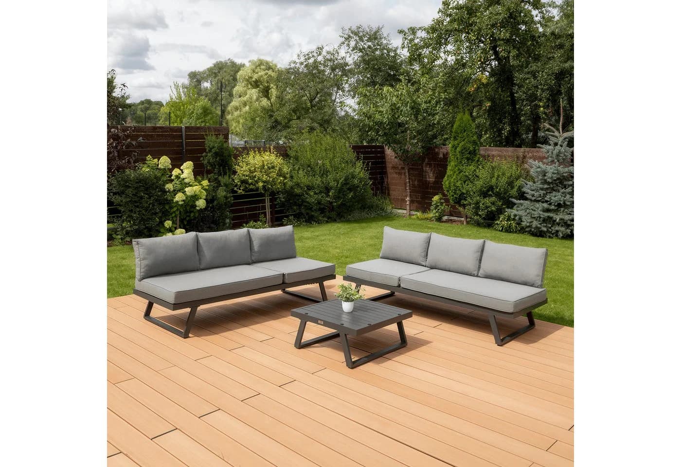 Focus Garden Gartenlounge-Set Modular 5-tlg. Grau Aluminium mit Kissen - Bild 2