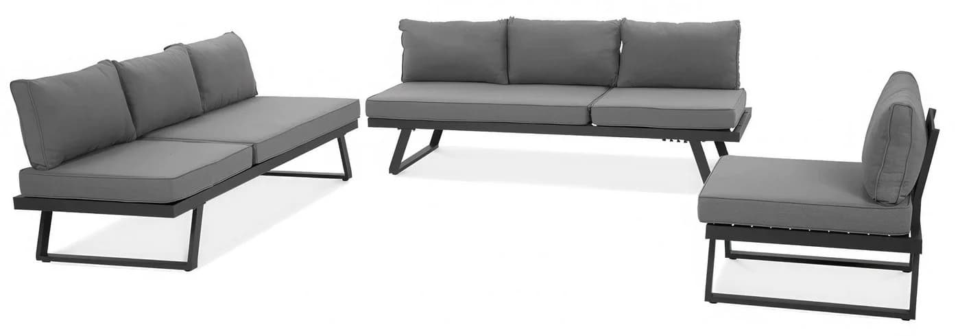 Focus Garden Gartenlounge-Set Modular 5-tlg. Grau Aluminium mit Kissen - Bild 4