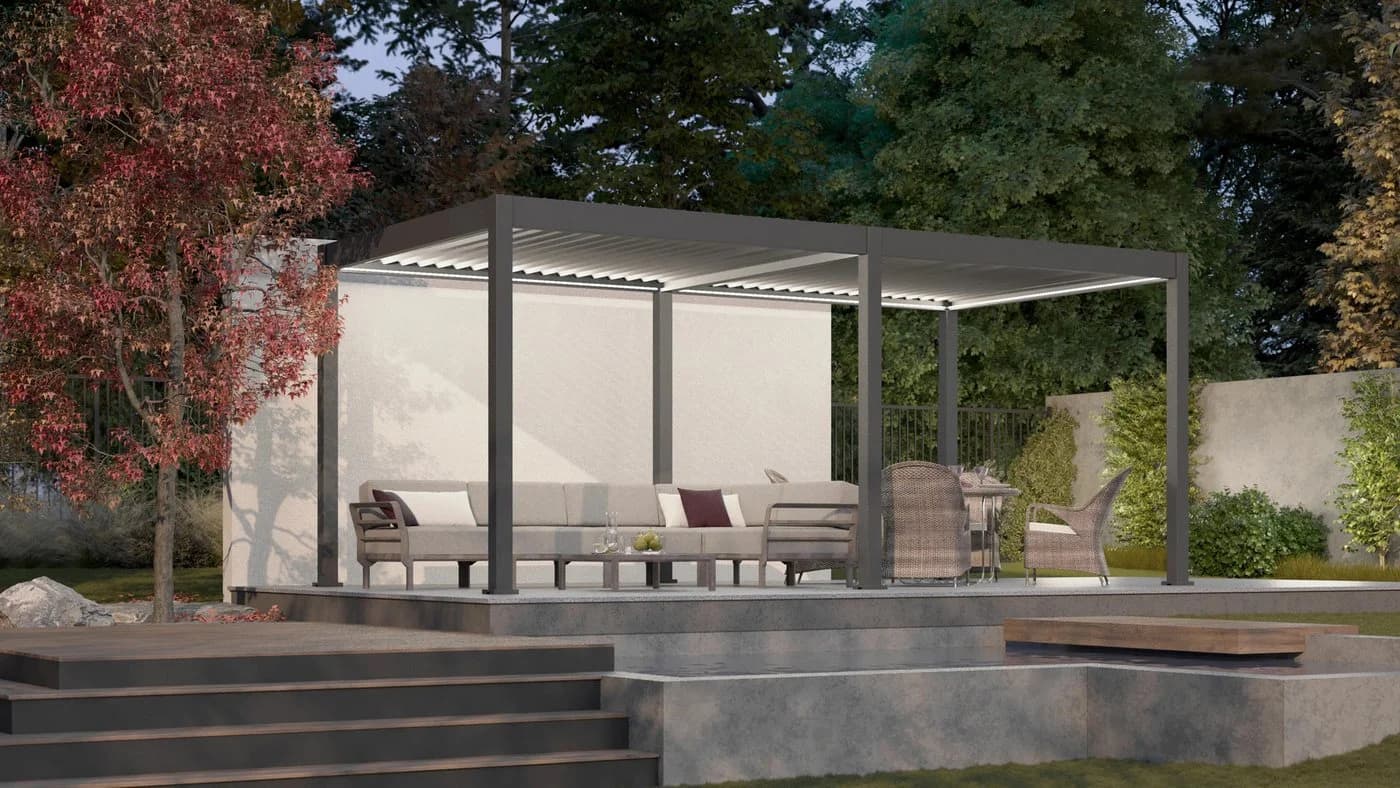 Gutroof Pergola ELEGANCE AUTOMATIK Anthrazit Elektrisches Lamellendach LED - Bild 2