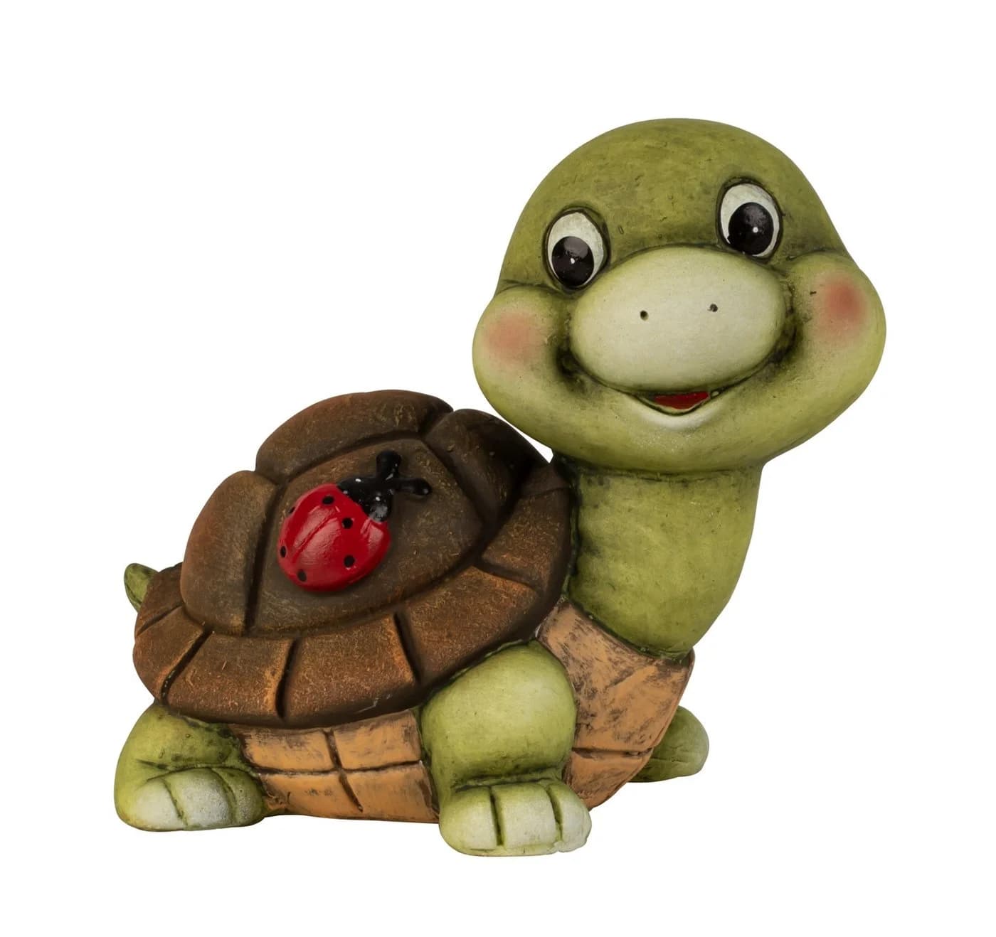 MF Gartenfigur Schildkröte mit Marienkäfer Keramik Grün