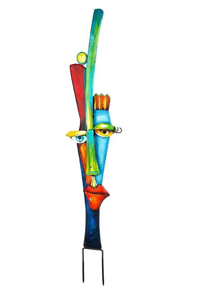 GILDE Gartenstecker Alta Fronte Metall Gesichtsdesign Bunt