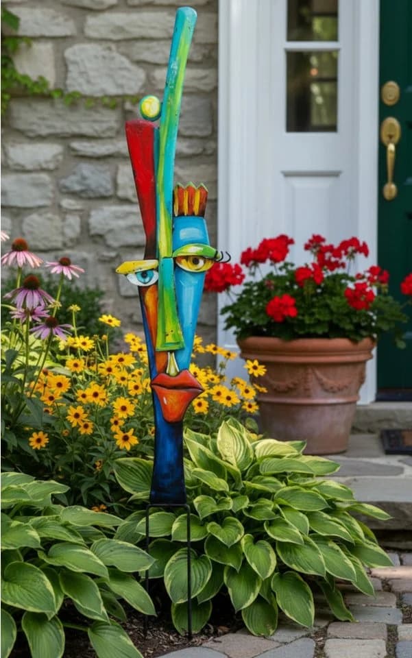 GILDE Gartenstecker Alta Fronte Metall Gesichtsdesign Bunt - Bild 2