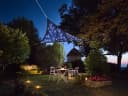 PEREL Sonnensegel Dreieckig 5,6m² mit Solar-LEDs Dunkelblau Bild 1