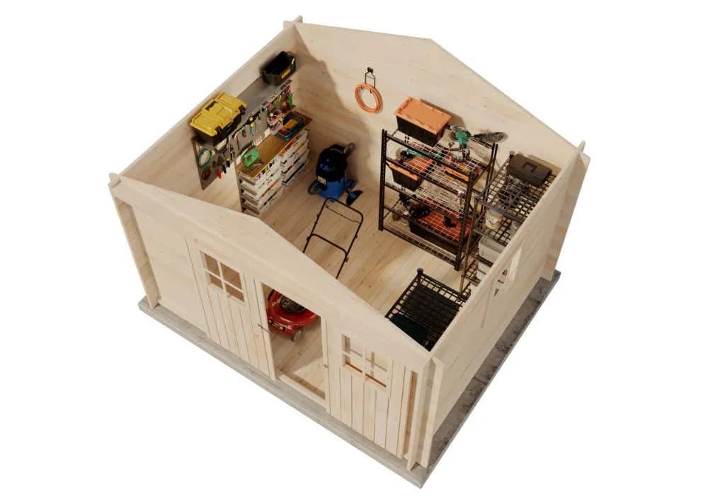 Alpholz Gerätehaus Evere 19 Naturbelassen 330x270 cm Blockbohlen