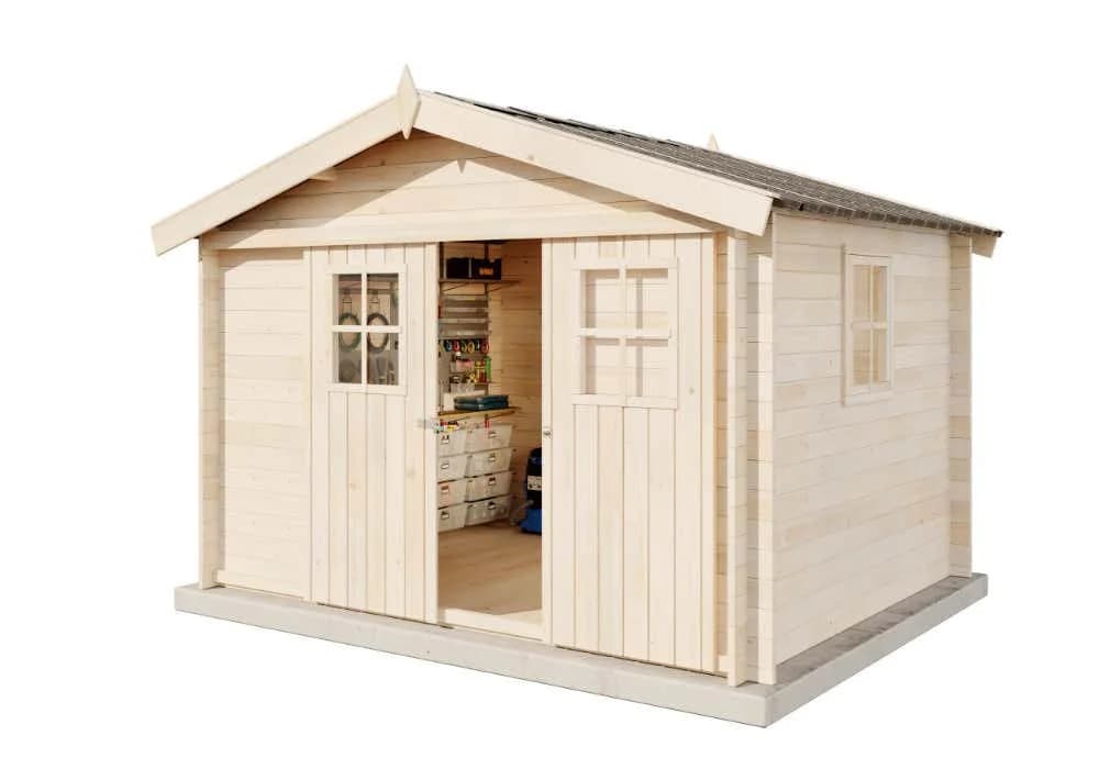Alpholz Gerätehaus Evere 19 Naturbelassen 330x270 cm Blockbohlen - Bild 3