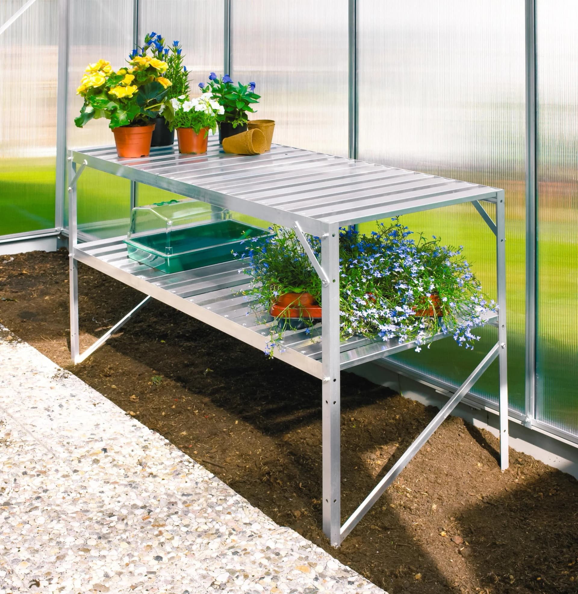Pflanztisch VITAVIA Silber Aluminium 121x54x76 cm