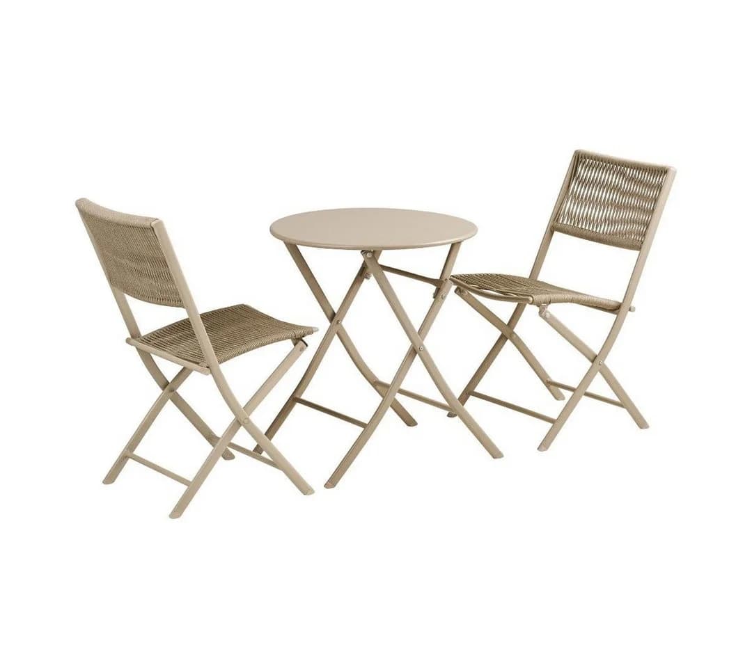 House Nordic Bistrotisch Arja Cafeset 1 Tisch 2 Stühle taupe