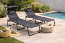 Linder Exclusiv XXL Gartenliege Klappbar mit Sonnendach Grau Bild 1
