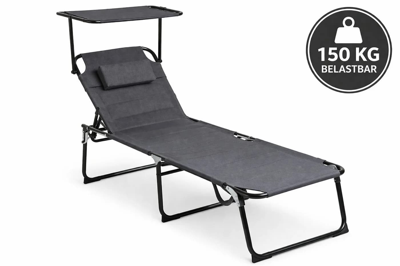 Linder Exclusiv XXL Gartenliege Klappbar mit Sonnendach Grau - Bild 2