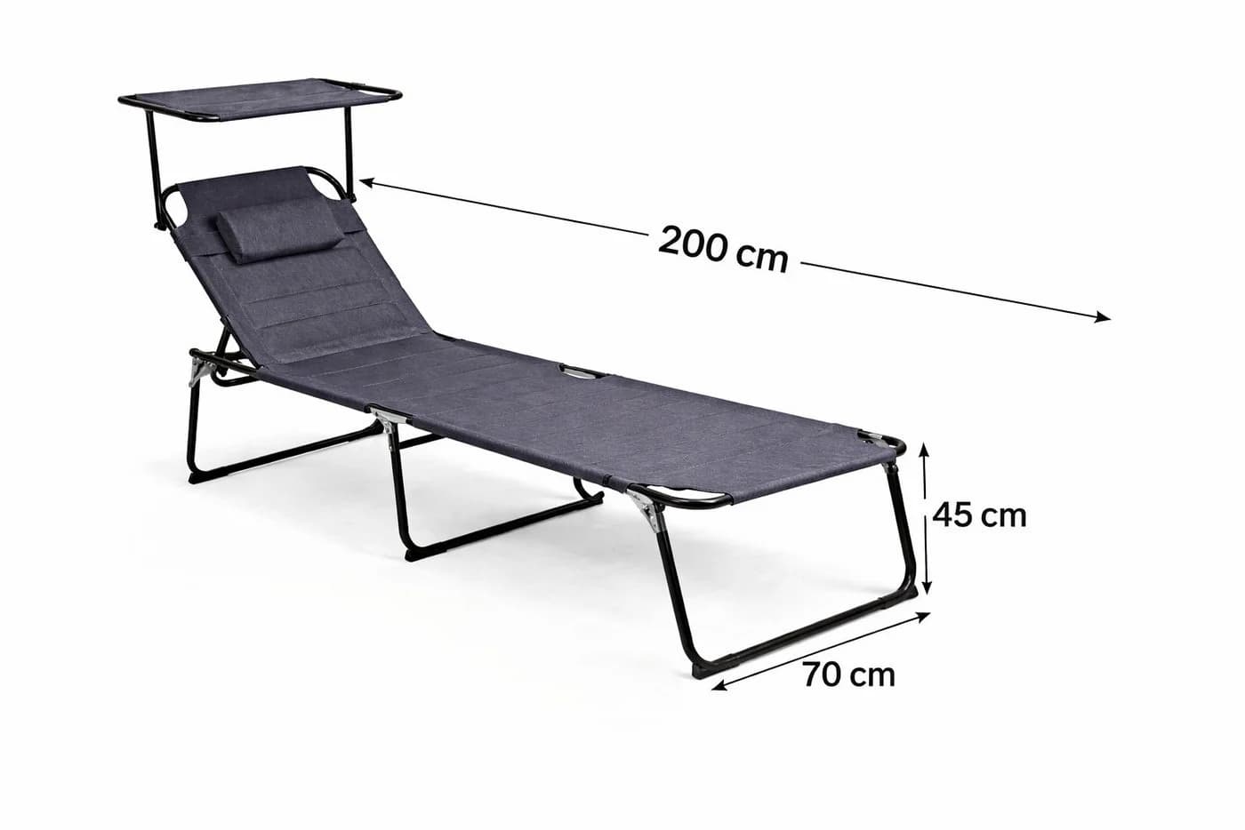 Linder Exclusiv XXL Gartenliege Klappbar mit Sonnendach Grau - Bild 3