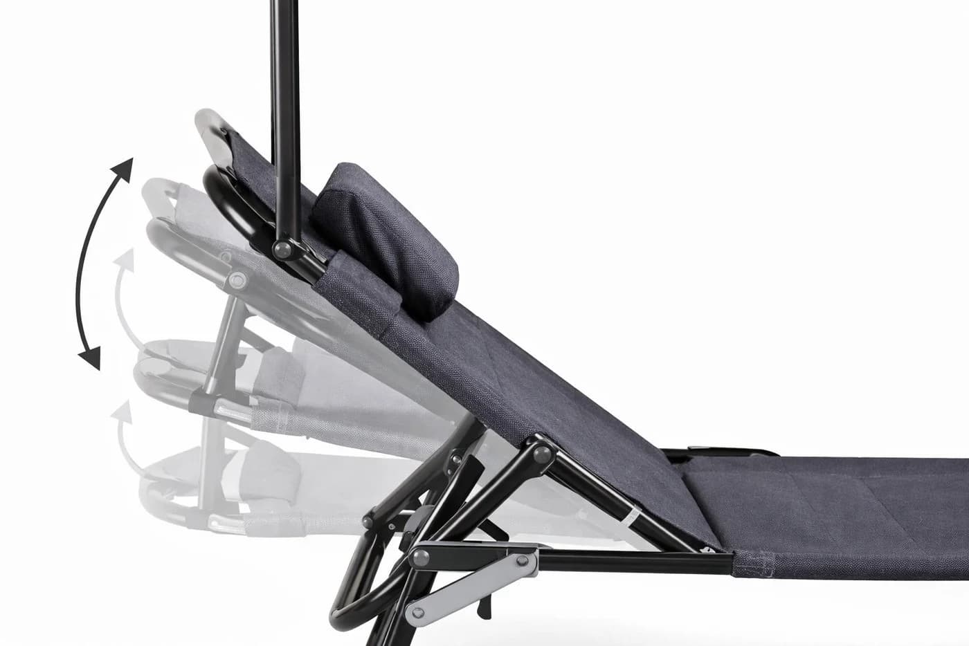 Linder Exclusiv XXL Gartenliege Klappbar mit Sonnendach Grau - Bild 5