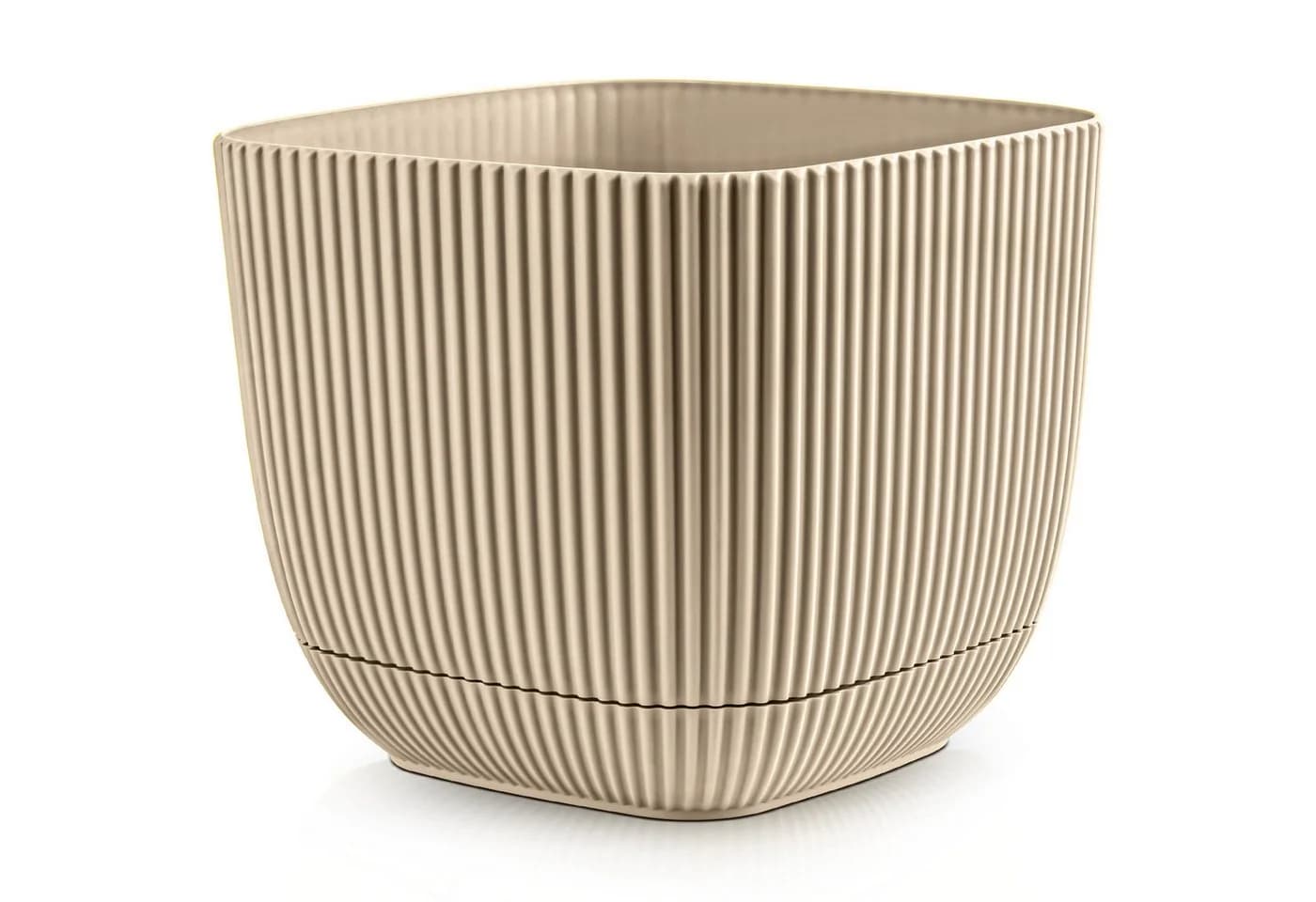 KONZEPT Blumentopf mit Untersetzer 2in1 Kunststoff Creme - Bild 2