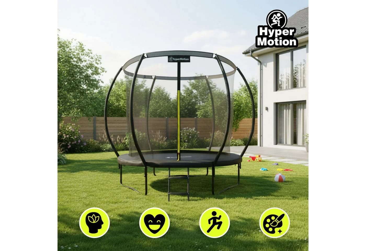 HyperMotion Kindertrampolin 244 cm mit Sicherheitsnetz, Leiter & Stahlrahmen - Bild 3