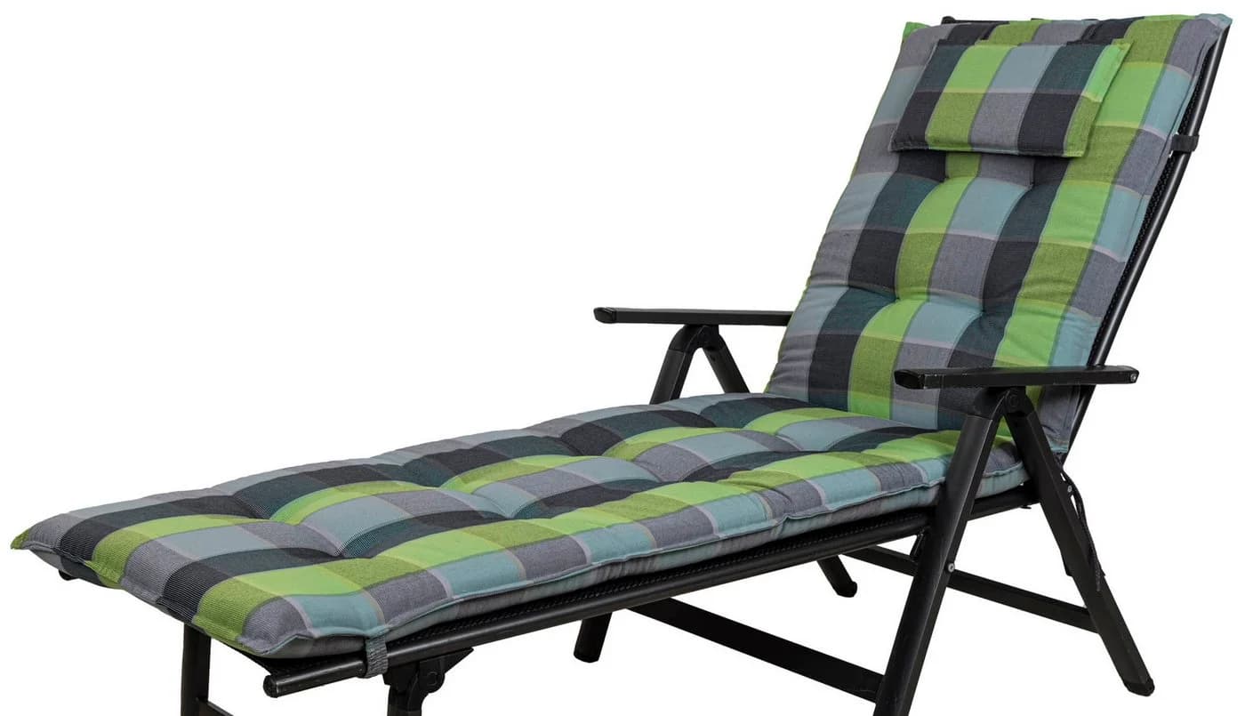 Sun Garden Liegenauflage Grau-Grün Kariert 191x60 cm