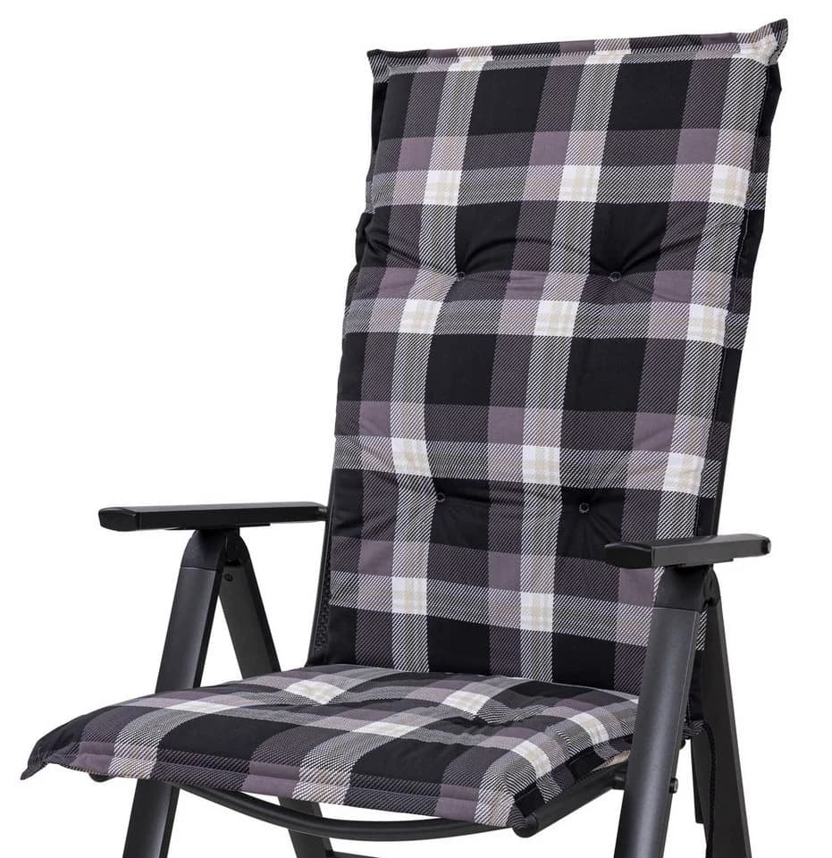 Sun Garden Hochlehnerauflage Schwarz-Braun-Beige Kariert