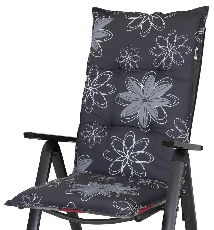 Sun Garden Hochlehnerauflage Prato 122x50x7 cm Rot-Grau-Weiß Kariert - Bild 4