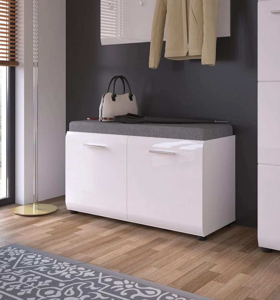 Sitzbank LIVING CHARM Merano Weiß mit Sitzkissen