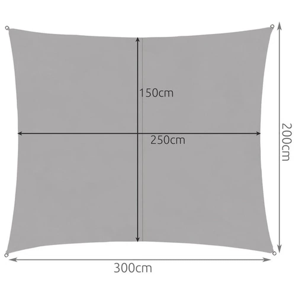 Gardlov Sonnensegel 3x2m Grau Rechteckig mit Befestigungsmaterial