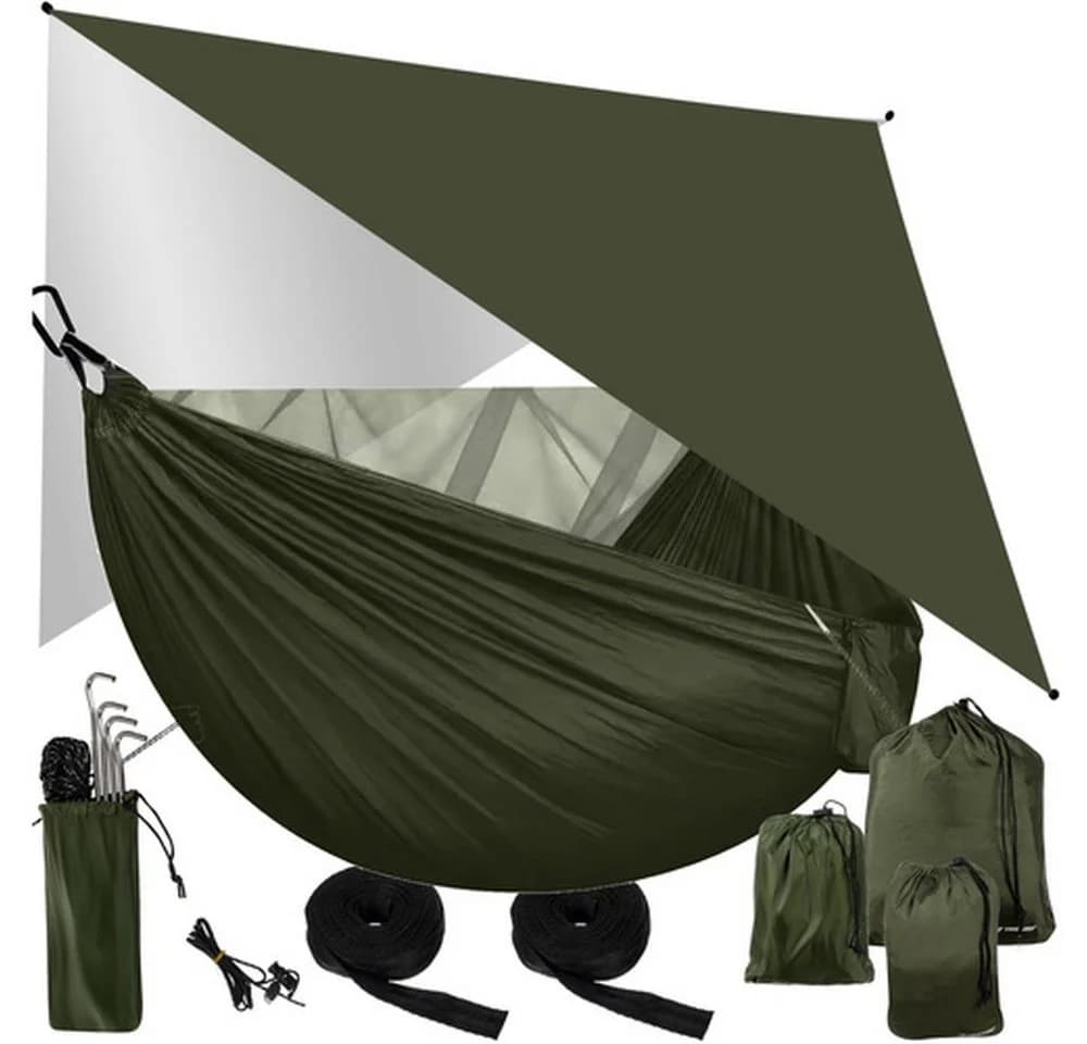 Trizand Hängematte Gartenhängematte Moskitonetz Khaki - Bild 2