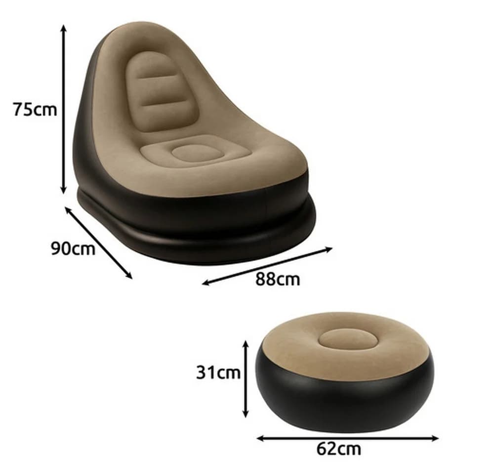 Gardlov Aufblasbarer Gartensessel mit Fußstütze Schwarz-Beige