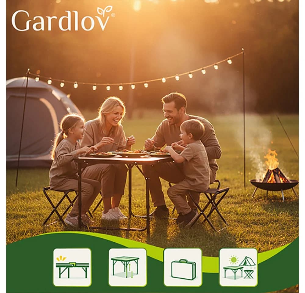 Gardlov Klappgartentisch mit 4 Campingstühlen, 5-teiliges Set mit Koffer - Bild 3