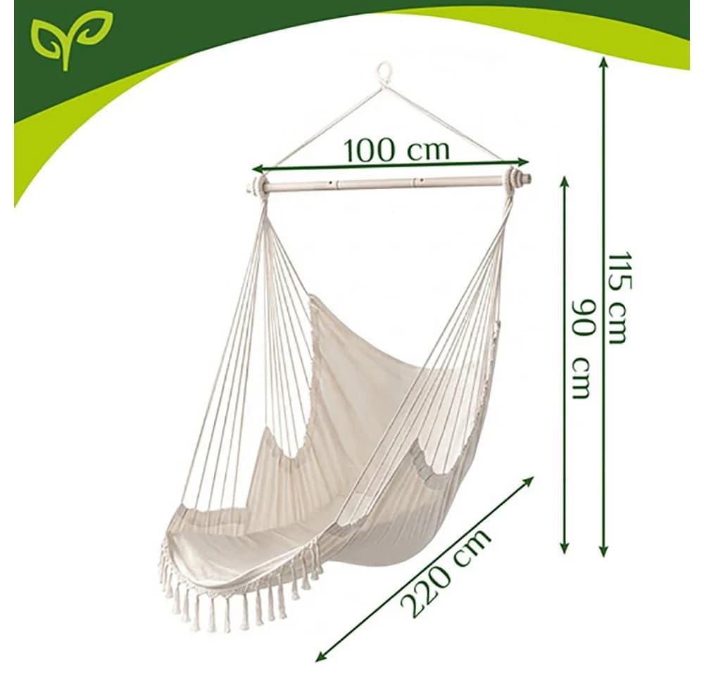 Gardlov Hängesessel Schaukel Storchennest Beige mit Kissen