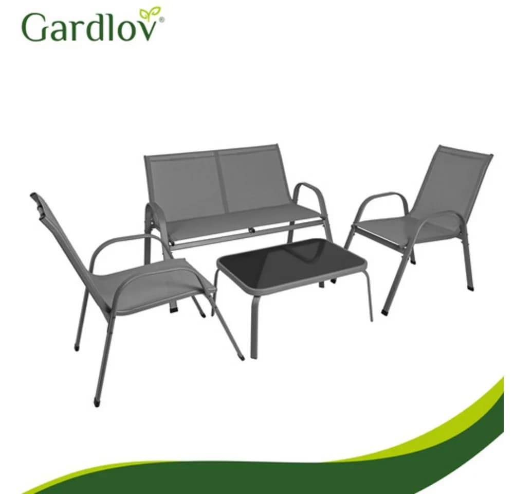 Gardlov Gartenlounge-Set 5-tlg. Grau Stahl & Textilene - Bild 5