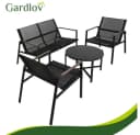 Gardlov Gartenlounge-Set 4-tlg. Grau/Schwarz mit Sicherheitsglas Bild 3