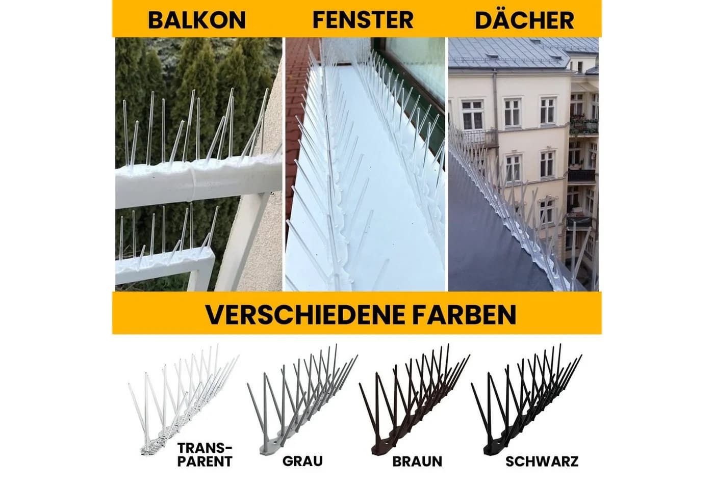 KONZEPT Taubenspikes Grau 3-reihig Vogelabwehr Set - Bild 4
