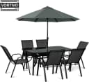 VORTIVO Essgruppe 8-teilig Schwarz Stahl Glas Sonnenschirm Bild 1