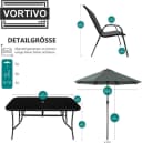 VORTIVO Essgruppe 8-teilig Schwarz Stahl Glas Sonnenschirm Bild 3