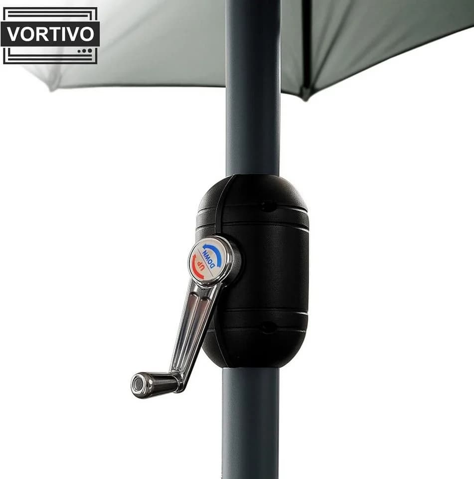 VORTIVO Essgruppe 8-teilig Schwarz Stahl Glas Sonnenschirm - Bild 4