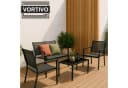VORTIVO Gartenlounge-Set 4-tlg. Schwarz Aluminium mit Glastisch Bild 3