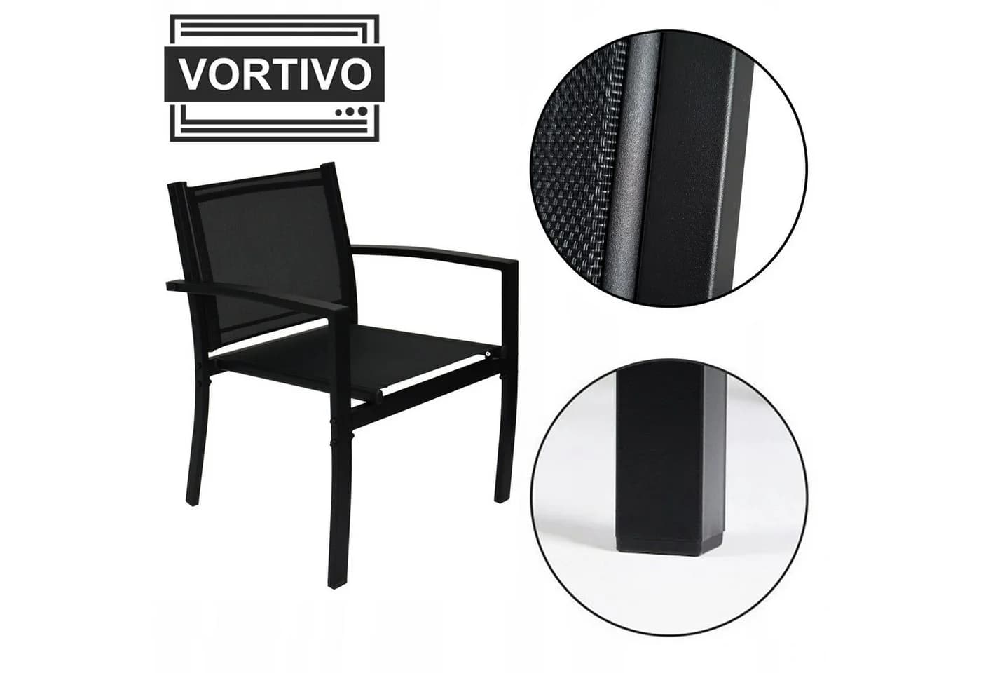 VORTIVO Gartenlounge-Set 4-tlg. Schwarz Aluminium mit Glastisch - Bild 4