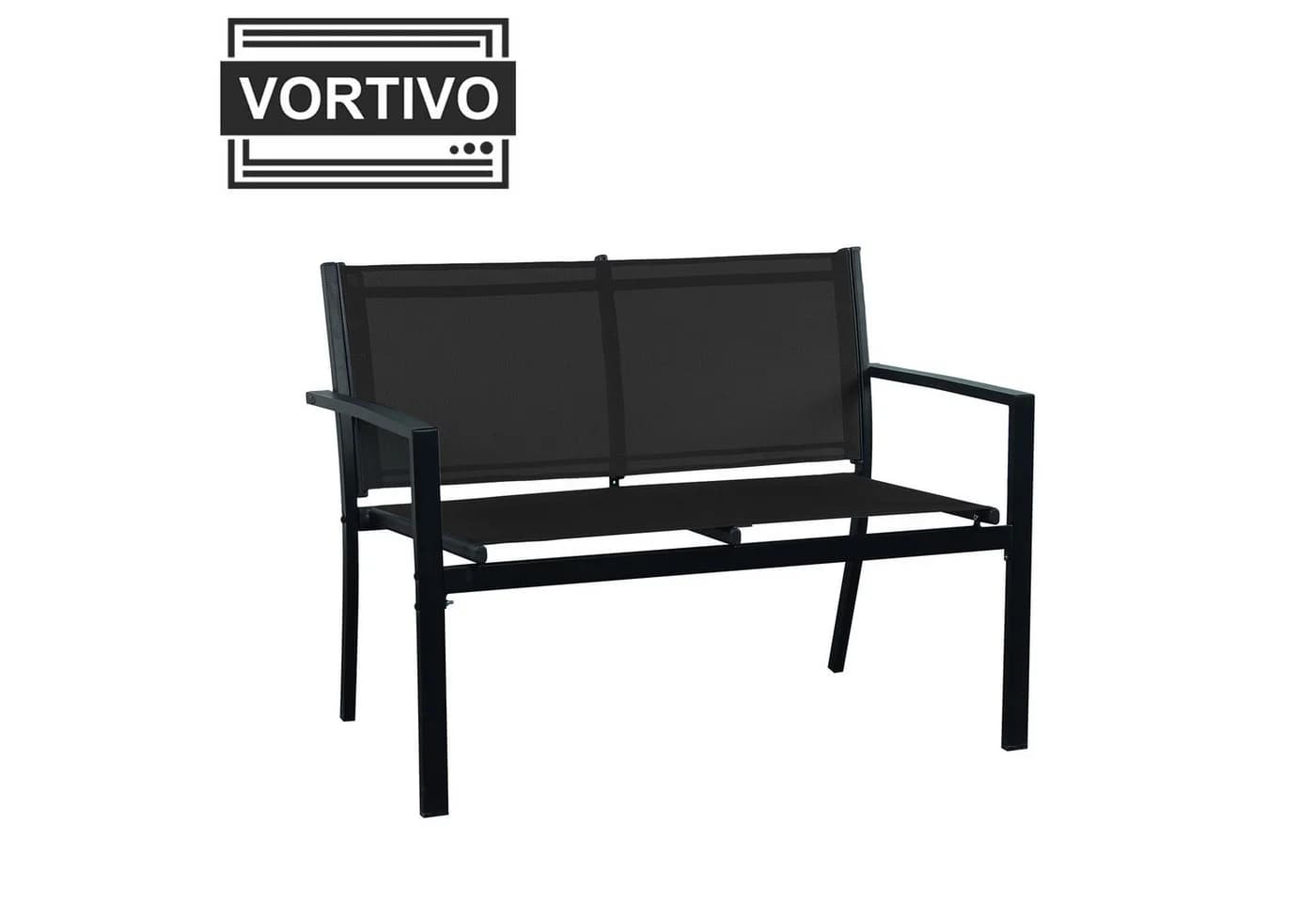 VORTIVO Gartenlounge-Set 4-tlg. Schwarz Aluminium mit Glastisch - Bild 5