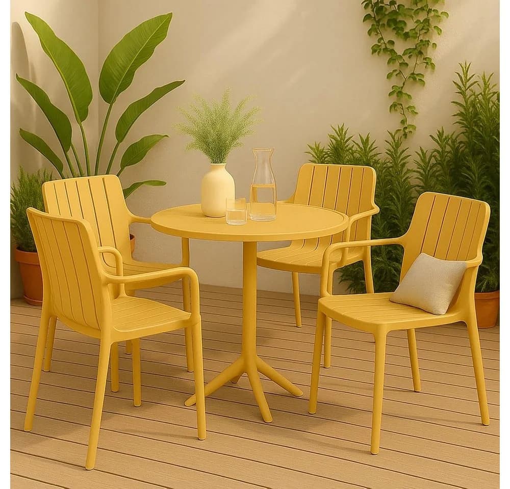 VORTIVO Gartenstuhl stapelbar gelb wetterfest