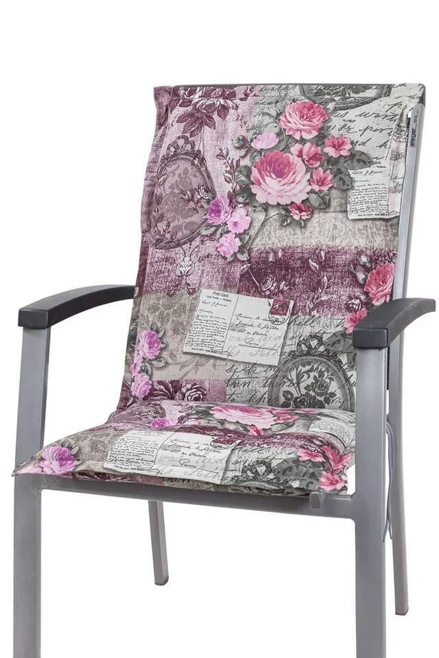 KETTtex Sesselauflage Mittellehner Florence 0798 Rosa-Grau Blumen Landhaus