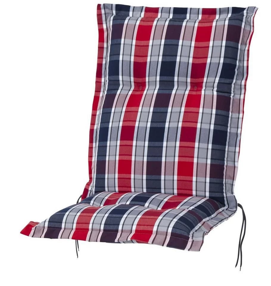 KETTtex Sesselauflage Niederlehner Rom 2128 Rot-Blau-Grau Kariert - Bild 2