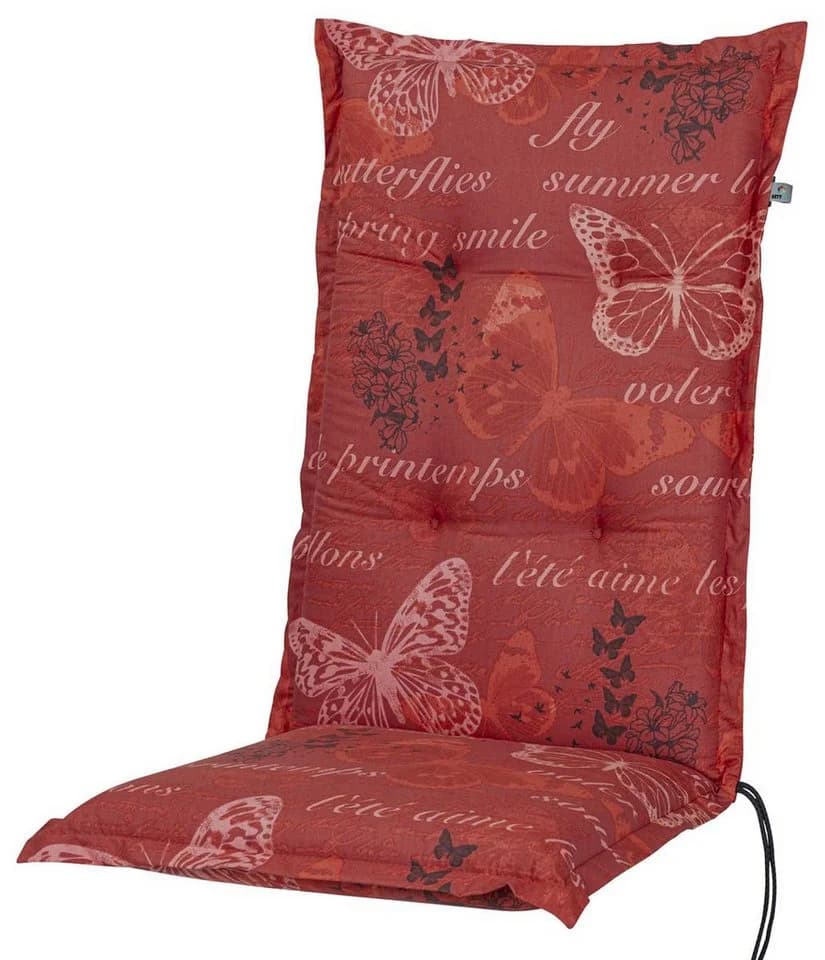 KETTtex Hochlehnerauflage Bali Rot Schmetterlinge 120x49x8 cm - Bild 2