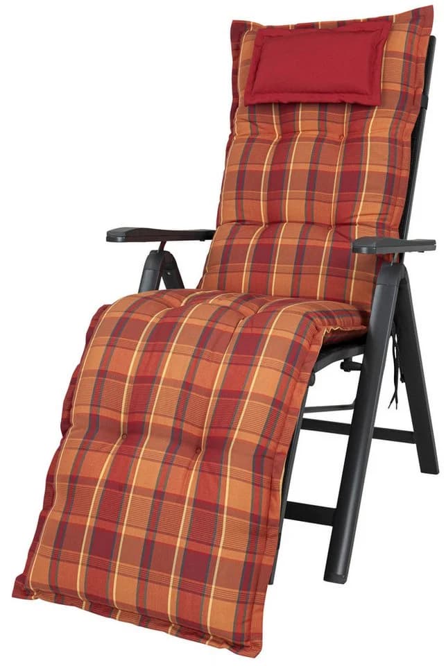 Sesselauflage Relaxliege 175x50x9 cm orange-rot kariert - Bild 2
