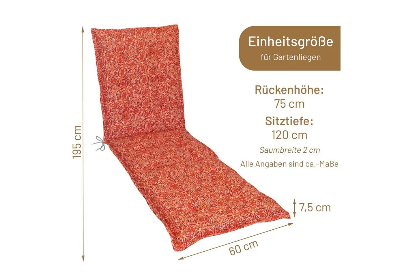 Herlag Liegenauflage Valeria Design-Edition Orange Mandala - Bild 3