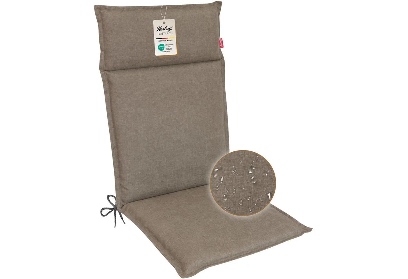Herlag Hochlehnerauflage Bea Gartenstuhlauflage Taupe Wasserabweisend - Bild 2