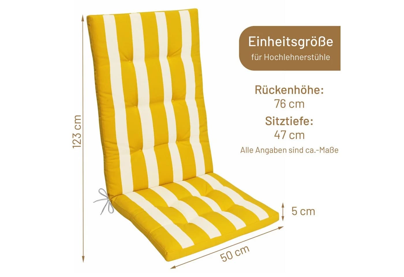Herlag Hochlehnerauflage Mia Gelb Gestreift Easy-Drop Bänder - Bild 4