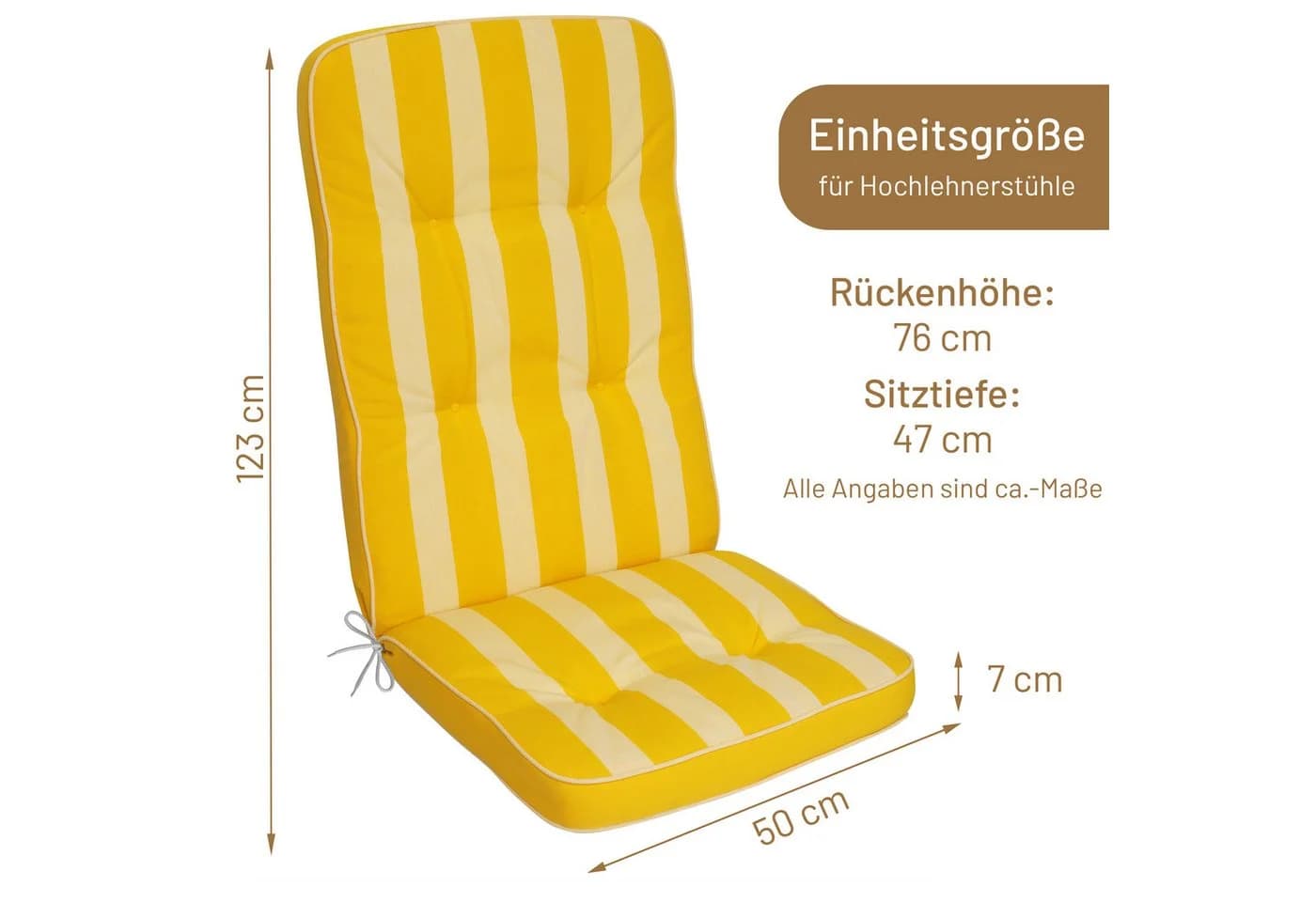 Herlag Hochlehnerauflage Tilly Gelb-Gestreift Gartenmöbelauflage - Bild 3